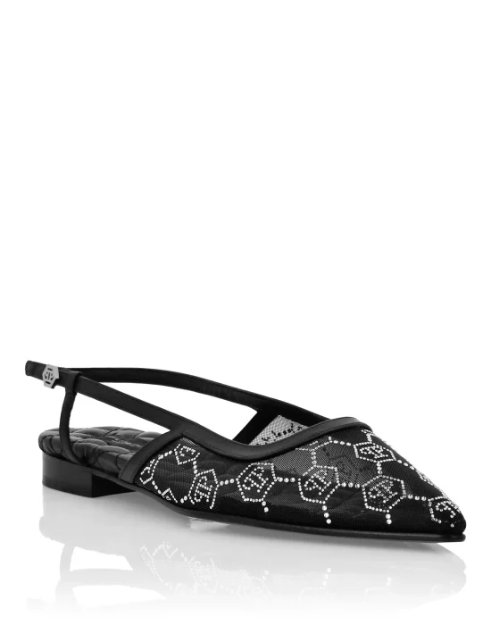 Slingback Ballet Flats Monogram Strass