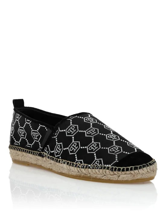 Satin Espadrillas Monogram Strass