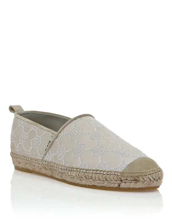 Satin Espadrillas Monogram Strass