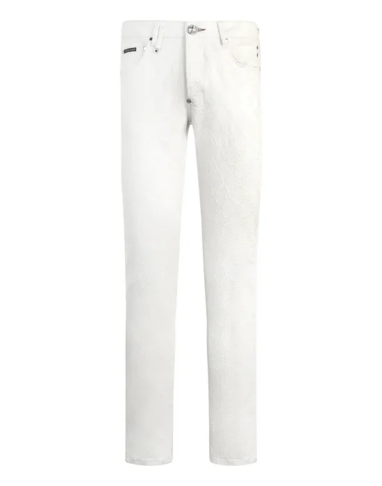Super Straight Cut Jeans Embroidery Monogram