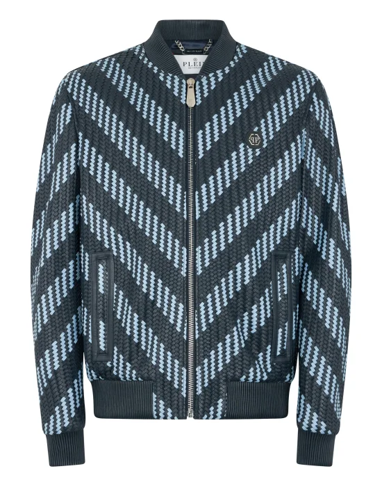 Weaved Leather Bomber Stripes