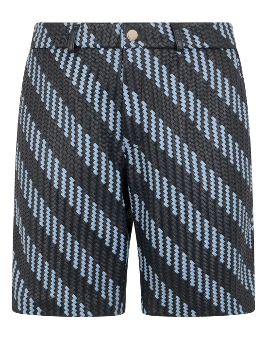 Weaved Leather Shorts Stripes
