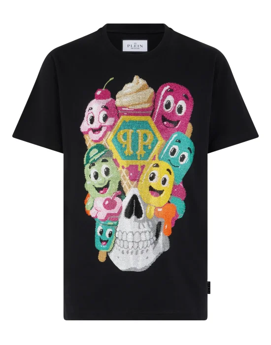 Round Neck T-Shirt Little Ice Cream Skull