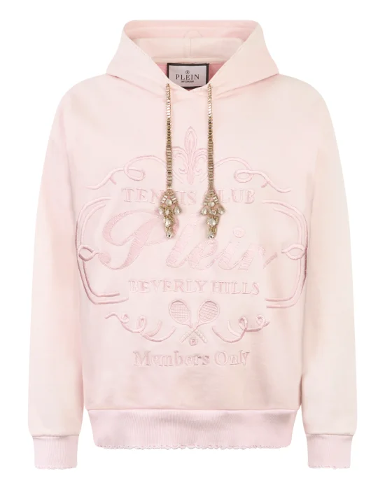 Washed Hoodie Tennis Club Crystals