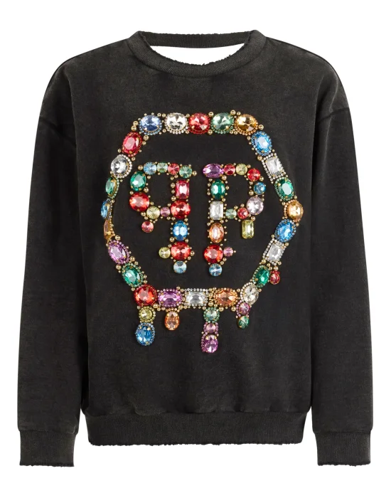 Open Back Sweatshirt Hexagon Stones