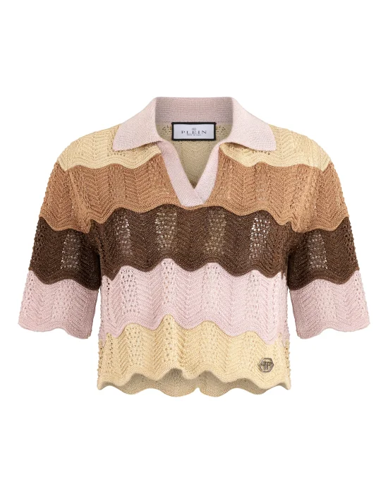 Knitted Polo T-Shirt Color Wave