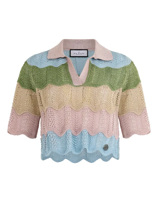 Knitted Polo T-Shirt Color Wave