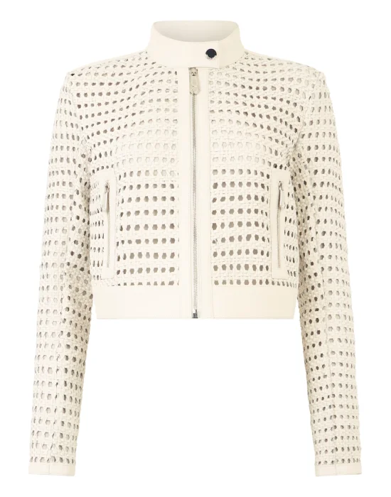 Weaved Leather Fitted Jacket