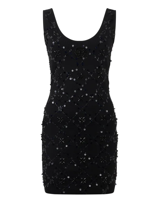 Mini Tank Dress Rhomb Flowers Strass