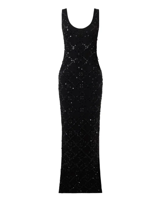 Long Tank Dress Rhomb Flowers Strass
