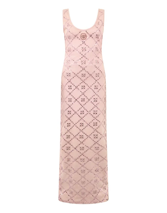 Long Tank Dress Rhomb Flowers Strass