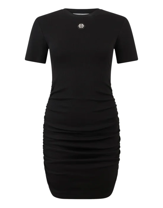 Open Back Mini T-Shirt Dress Signature Pendant Signature