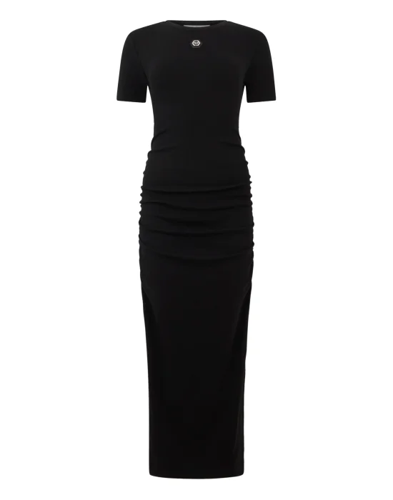 Open Back Maxi T-Shirt Dress Signature Pendant Signature