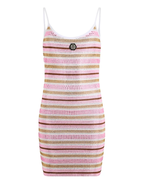 Mini Tank Dress Stripes Strass