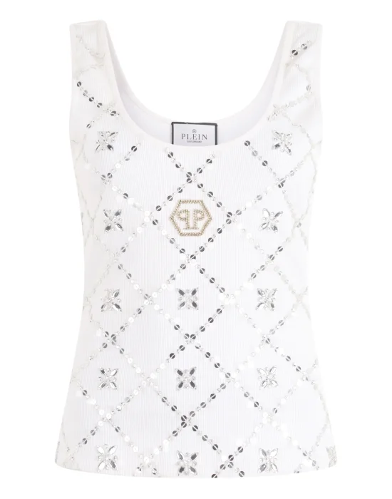 Tank Top Rhomb Flower Strass