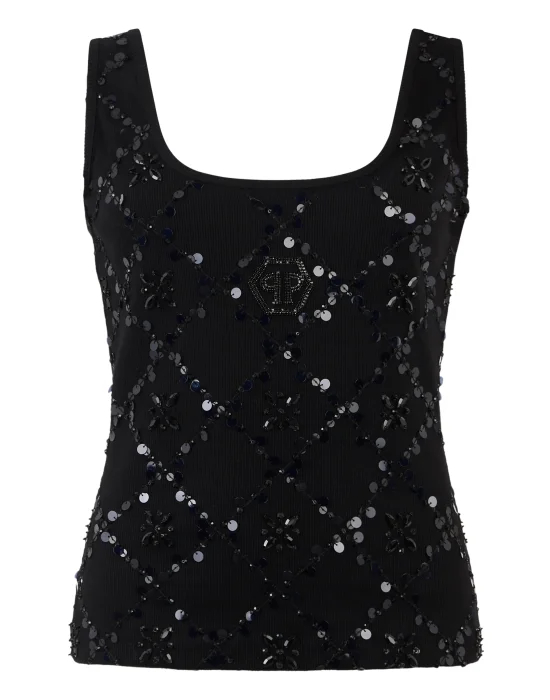 Tank Top Rhomb Flower Strass