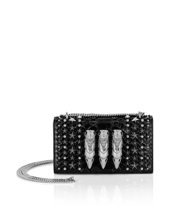 Python Leather Flap Bag Studs