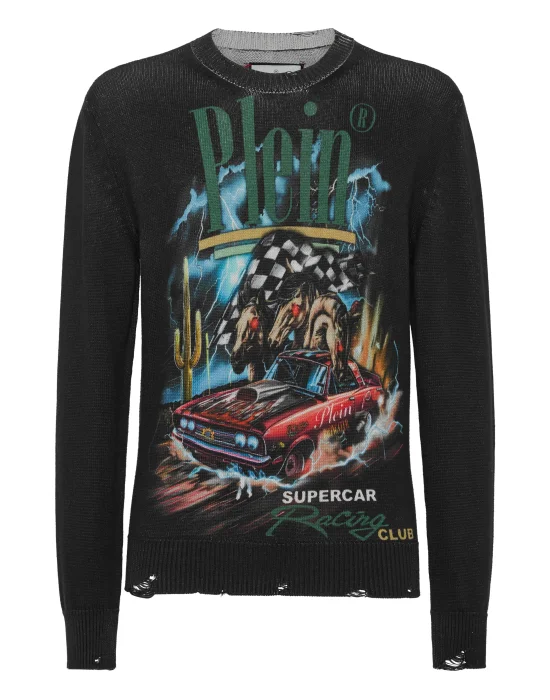 Knitted Pullover Round Neck LS Cars Racing