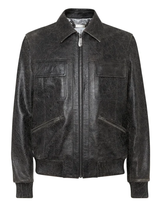 Leather Coster Bomber Jacket LS