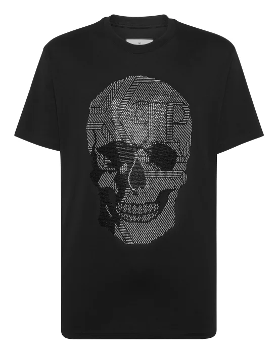 Jersey T-shirt Round Neck SS Strass Skull