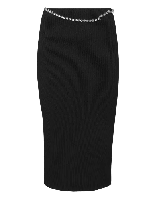 VISCOSE STRETCH MIDI SKIRT SIGNATURE