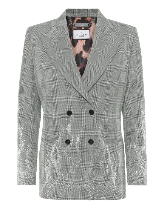 Checkered Gold Fit Blazer Flame