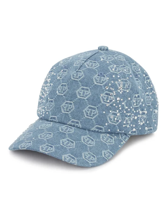 Denim Baseball Cap Monogram Strass