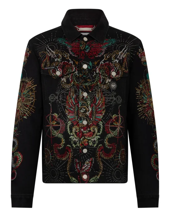 Denim Trucker Jacket Tattoo Strass