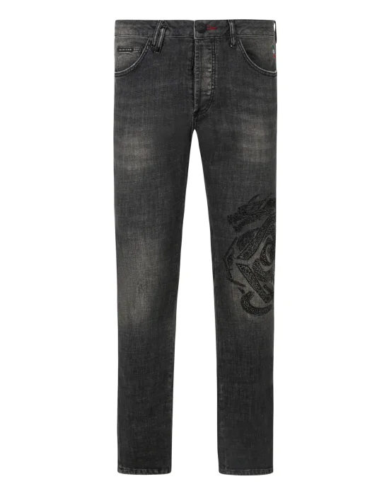 Super Straight Cut Denim Trousers Dragons