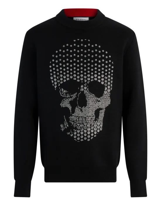 Round Neck Pullover Degrade Skull Strass Skull Strass
