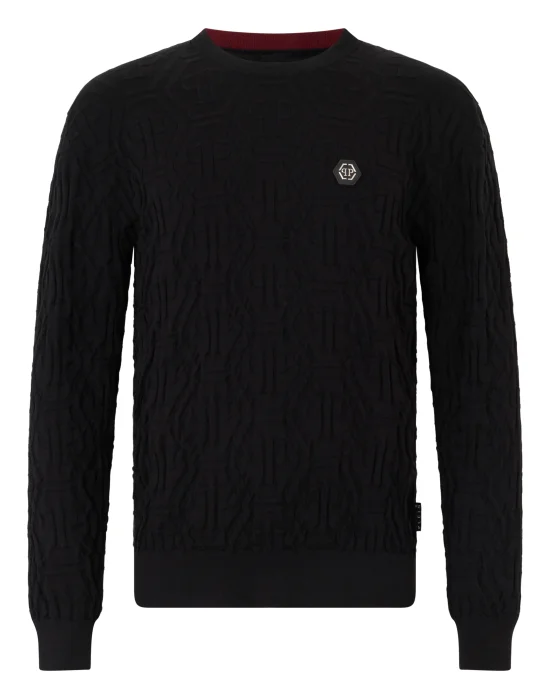 Jacquard Round Neck Pullover Monogram