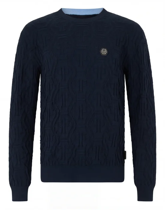 Jacquard Round Neck Pullover Monogram