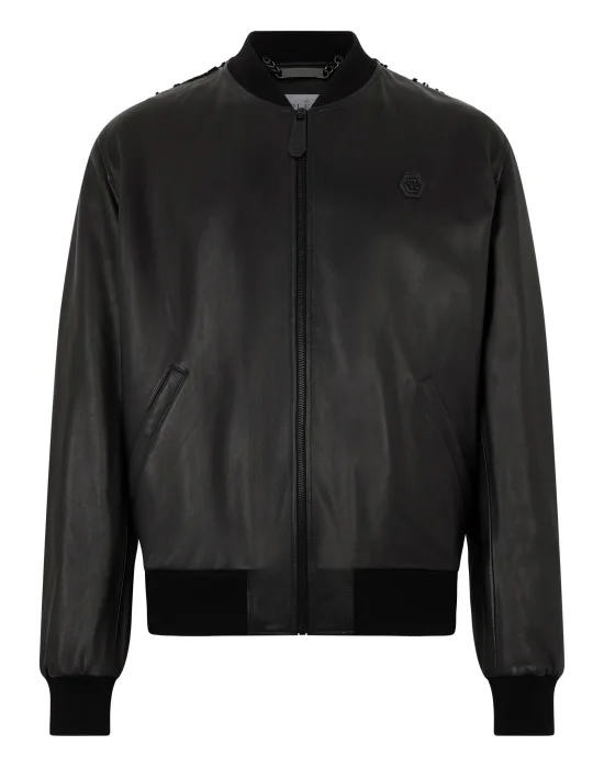 Leather Bomber Dragon Skull
