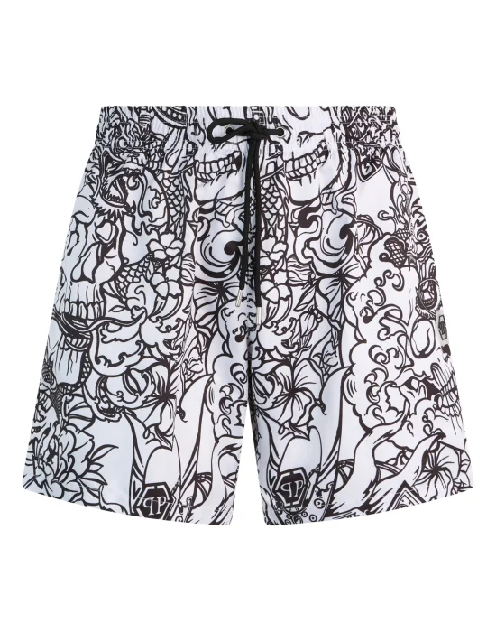 Nylon Shorts Skull Dragon