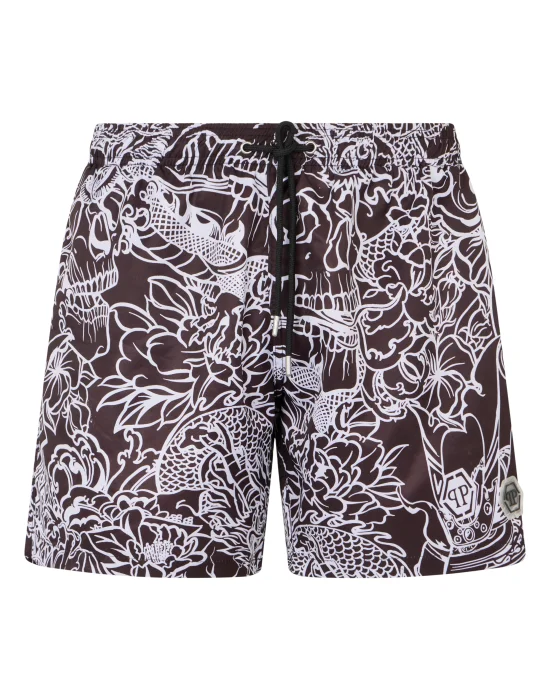 Nylon Shorts Skull Dragon