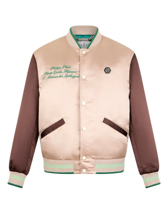 Shiny Satin College Bomber Signature Monte Carlo