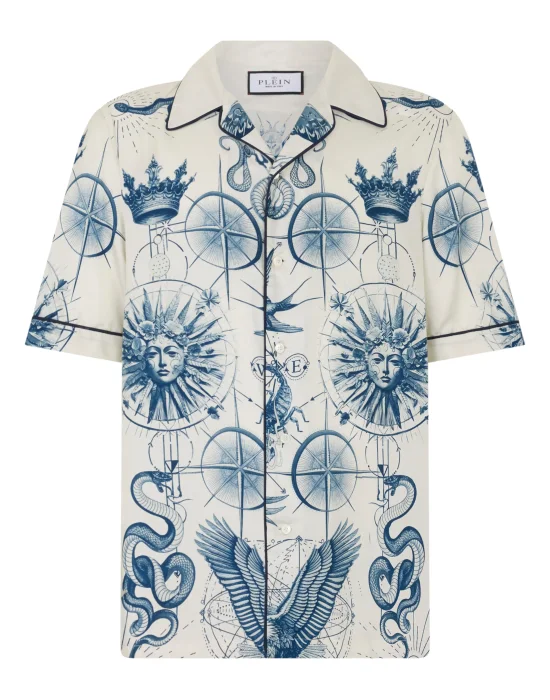 Silk Bowling Shirt All-Over Tattoo