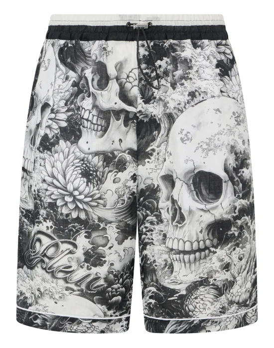 Linen Bowling Shorts All-Over Ceramic