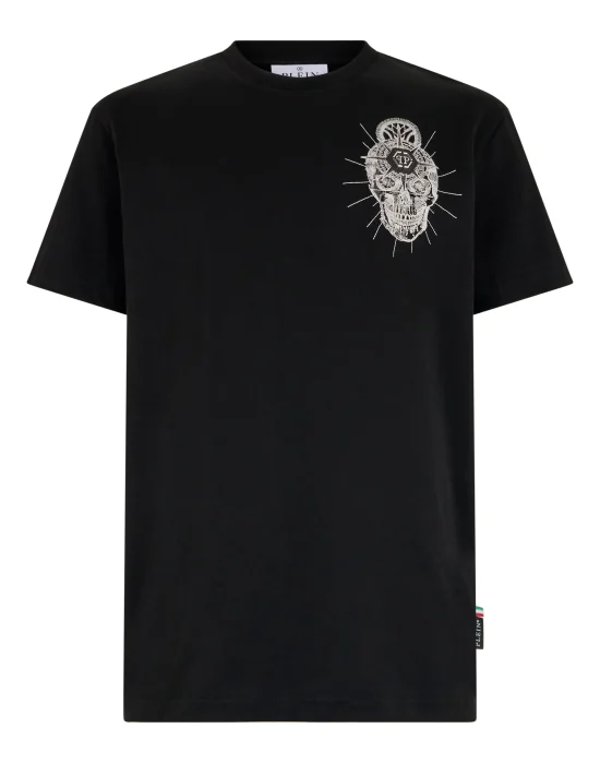 Round Neck T-Shirt Chest Embroidery Skull