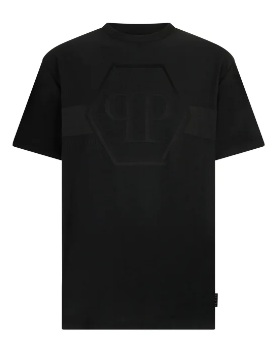 Round Neck T-Shirt Jacquard Hexagon Line