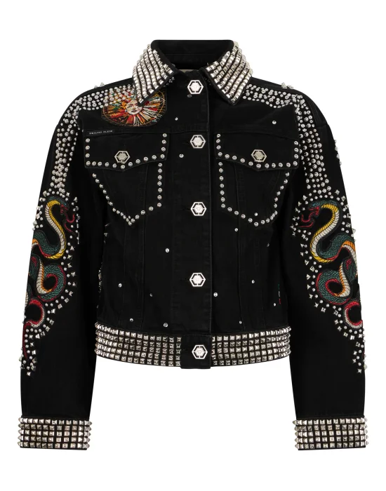 Oversized Denim Jacket Tattoo Studs