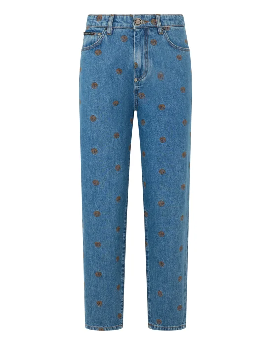 Mom Fit Jeans Embroidered Monogram Monogram