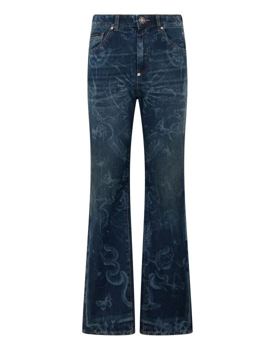 Straight Cut Jeans Butterfly Tattoo