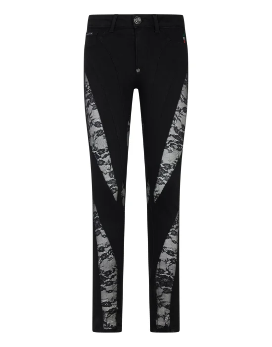 Multicutting Jeggings With Lace Inserts