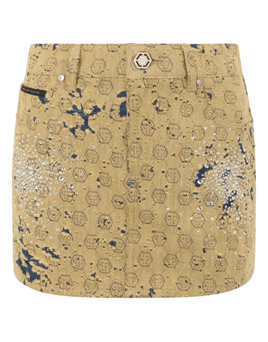 Jacquard Mini Skirt Monogram Crystal