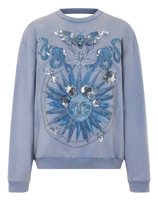 Open Back Sweatshirt Butterfly Tattoo