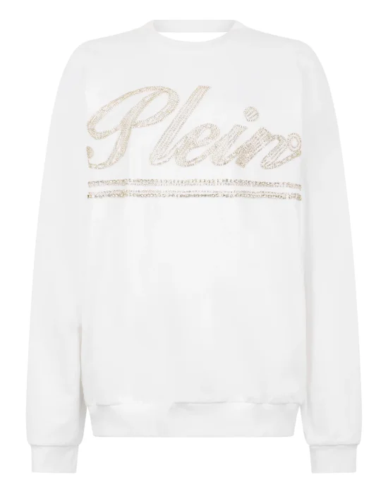 Washed Open Back Sweatshirt Strass Signature