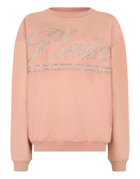 Washed Open Back Sweatshirt Strass Signature