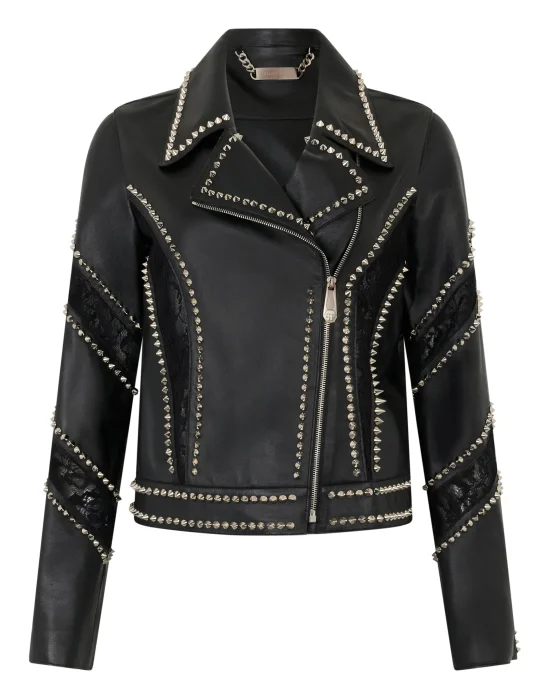 Biker Jacket with Lace Inserts