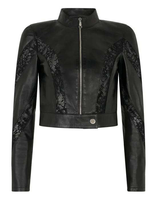 Fitted Biker Jacket with Lace Inserts